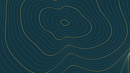 Concentric lines forming a topographic map pattern on a dark teal background contour topography geography © Shilpe