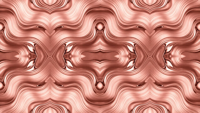 Rose gold liquid metallic wave background pattern