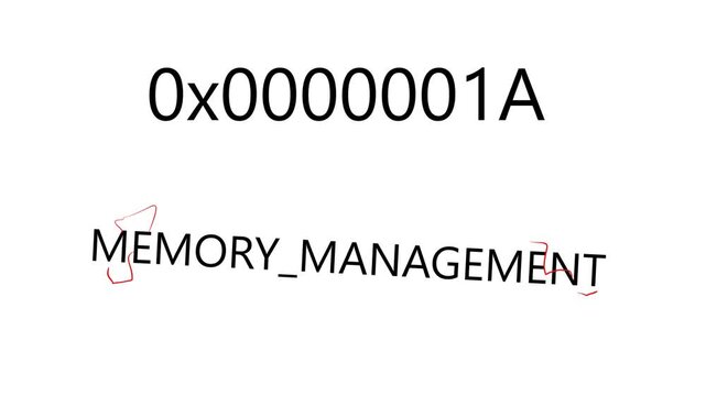 Simulates a system error related to RAM problems. Lightning flashes across the moving word "memory_management".