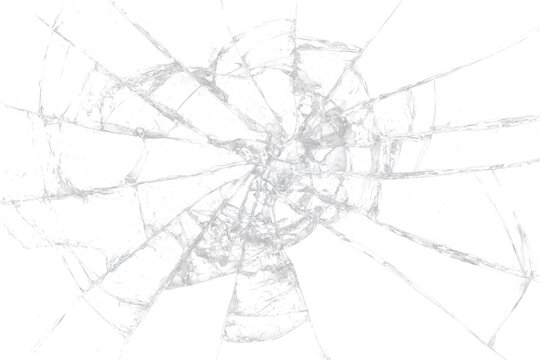 Shattered broken glass elements cracked window damage sharp shards and destruction effects collection isolated on white