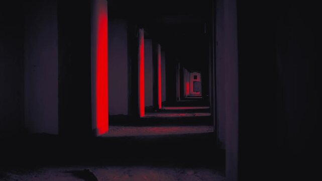 Horror halloween Scary Face Close Up in Red Light with Glitch Film Grain
