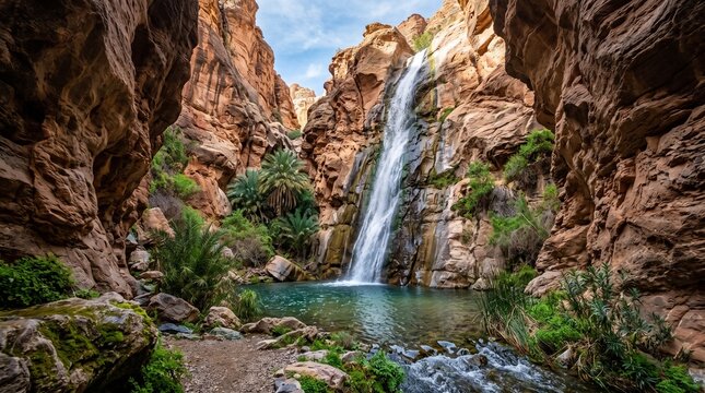 Desert canyon waterfall
