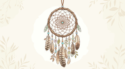 Obraz premium Elegant Dreamcatcher with Feathers and Beads for Bohemian Decor