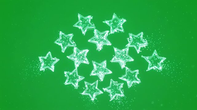 Sparkling Star Formation Growing Against Green Screen with Subtle Glitter Particles