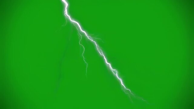 Striking electric discharge across green screen background during stormy weather concept