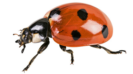 Bright orange ladybug with black spots, isolated on transparent background © Emilia