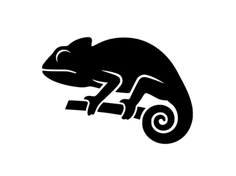 Black Chameleon Silhouette Vector Icon