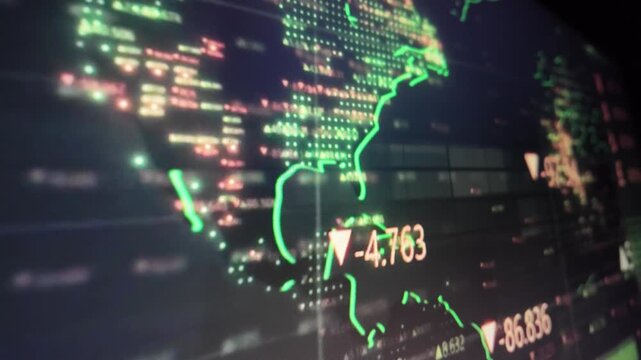 Stock market trading chart with world map data visualization financial finance