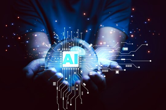 AI web analytics and marketing prediction analysis. Artificial intelligence analyzing customer behavior data. Future Data Technology Disrupt by  AI.