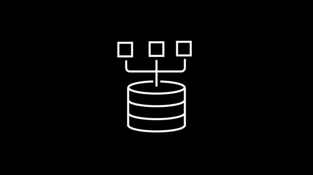 Animated Database storage structure with connected nodes on black background