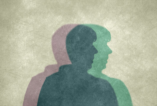 Abstract overlapping profile silhouette representing mental health
