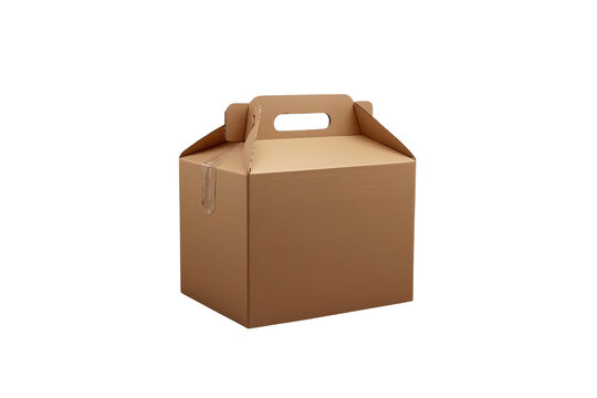 Compact brown gable package box with locking top tabs