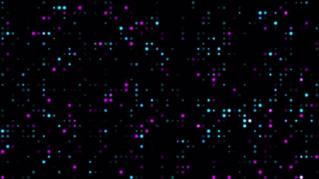 Abstract digital technology background. Glow-blinking pixel circle background 4K
