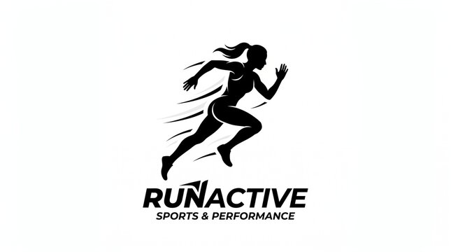 Female Athlete Running Silhouette: A dynamic silhouette of a female athlete in mid-stride, conveying speed and power, against a clean background.
