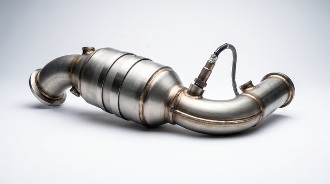 New catalytic converter and lambda sensor on a clean gradient background