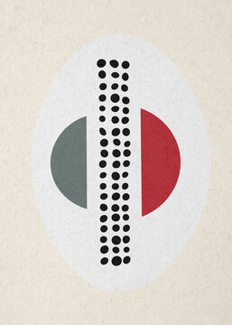 Abstract geometric midcentury illustration with balance and duality