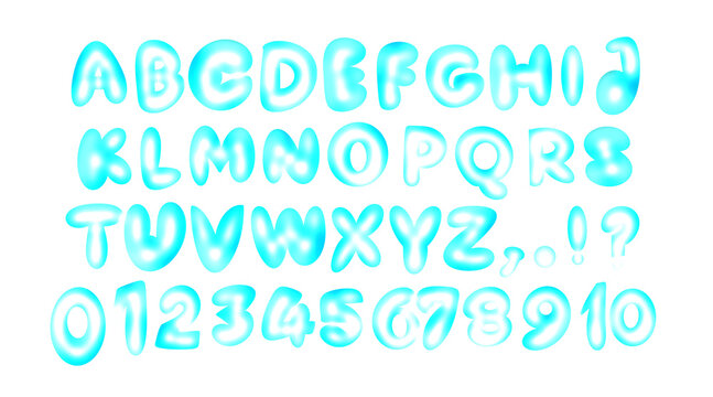Hand drawn A to Z  bubble Alphabet PNG isolated on transparent background 