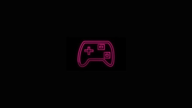 Glowing Pink Neon Game Controller on Black Background Minimalist Retro Gamer Illustration
