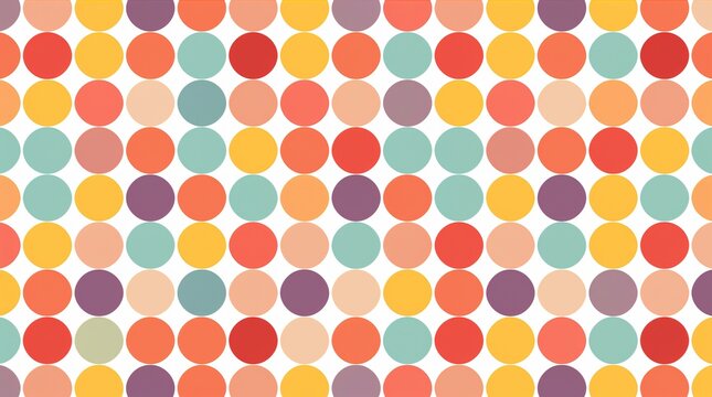 Colorful Retro Polka Dot Circle Pattern Seamless Background Design Concept