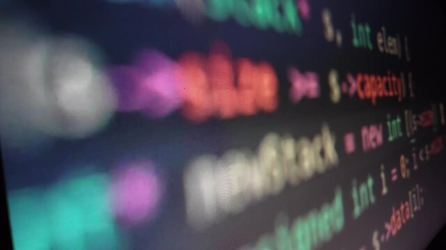 Software source code written in a programming language on computer screen