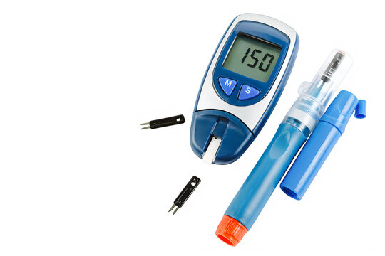 Blood Glucose Testing Kit with Glucose Meter and Lancets Isolated Transparent PNG