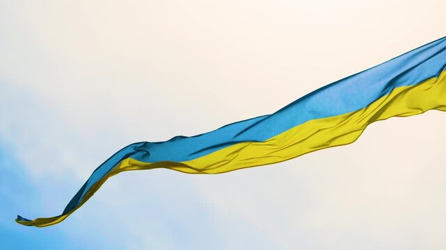 Flowing Ukrainian flag ribbon symbolizing freedom solidarity and national pride
