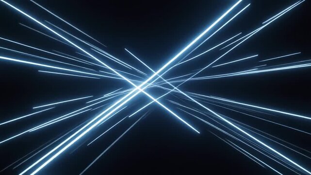 Fast Intersecting Light Streaks on Dark Background, Dynamic Business Technology