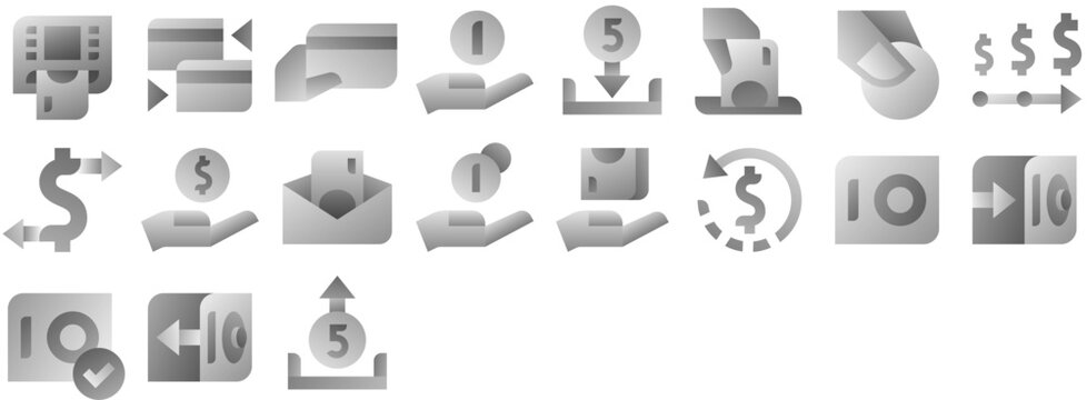 Financial Operations &mdash; money, payment, cash, safe, card, deposit, credit, savings, pay, banking, coin, bank, dollar, income. Vector icon collection.
