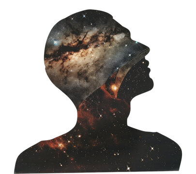 PNG Cosmic silhouette head universe
