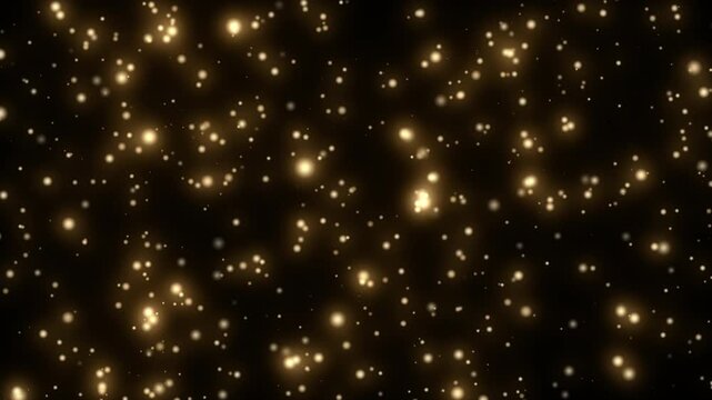 ゴールドの光粒とオーブがゆっくり舞い上がるループ動画素材 / Slow rising golden light particles and bokeh orbs transparent overlay loop video