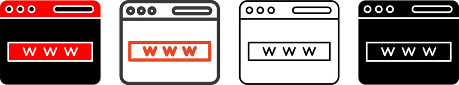 Website Icon Set in Filled, Outline, Colored Outline and Glyph Styles