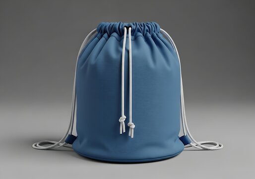 Blue drawstring backpack bag for sports and gym use