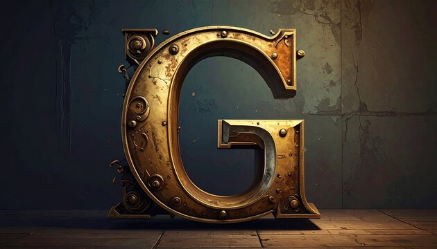Vintage Bronze G Letter Heavy Ornament in Studio