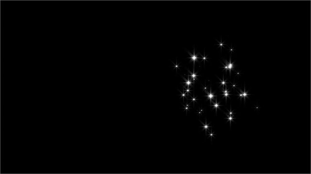 Magic glitter sparkling star line trail,  glitter line star twinkle glittering, doodle cartoon twinkling shine animation, shimmer particles effect on black background ,4k