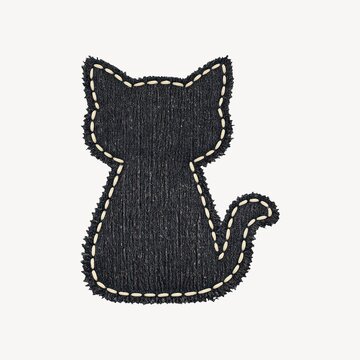 Denim cat patch silhouette design.