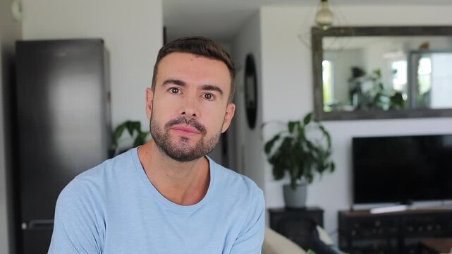 Handsome Man Testing Camera Focus and Recording Setup