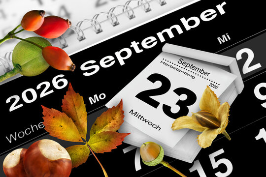Herbst mit Kalender 23. September 2026 Herbstanfang