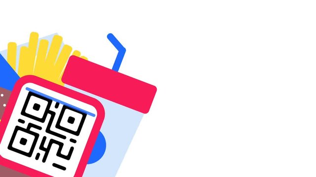 QR Code Scanning Animation for Fast Food Restaurant Digital Menu Ordering.