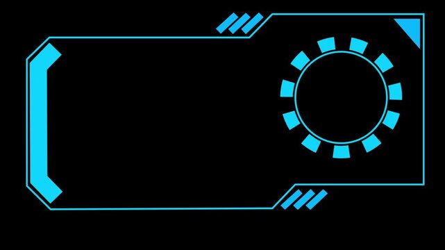 White futuristic HUD frame with circular element. Technology frame symbol for digital display. Digital HUD frame animation for interface.