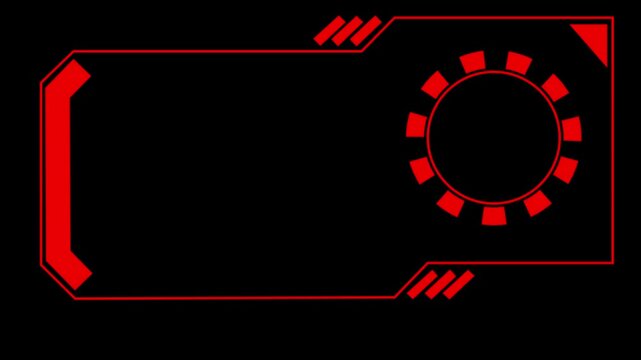 White futuristic HUD frame with circular element. Technology frame symbol for digital display. Digital HUD frame animation for interface.