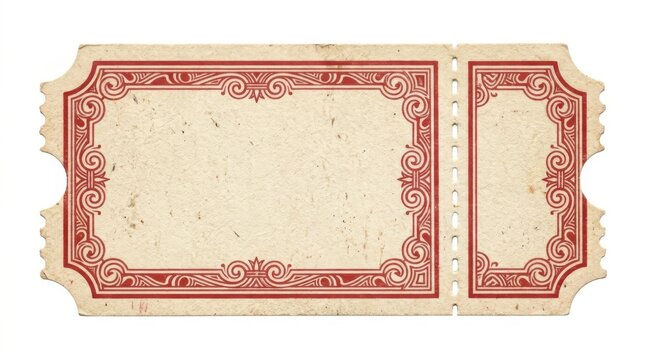 Vintage blank event ticket with decorative border frame