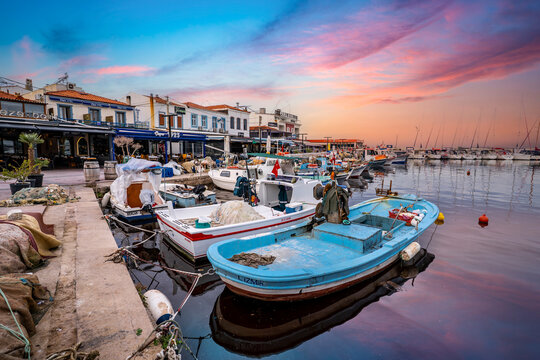 Urla, Turkey - December 13, 2023 : Urla Town Iskele Harbour view in Turkey