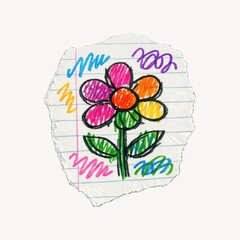 Obraz premium Colorful crayon flower doodle