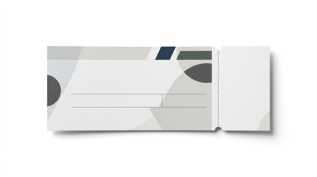 Modern minimalist ticket with abstract gray shapes