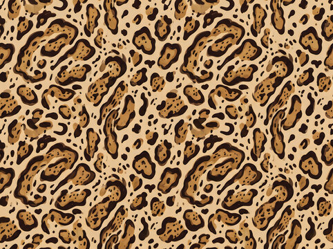 Seamless pattern design featuring clouded leopard spots on warm beige background, abstract and decorative