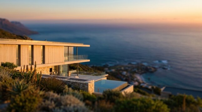 Coastal Elegance: Modern villa situated on coastal hillside 