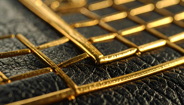 Closeup of Elegant Gold and Black Leather Wallet