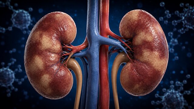 Autosomal Dominant Polycystic Kidney Disease (ADPKD) with Multiple Bilateral Renal Cysts, Human Kidney Anatomy and Hereditary Nephrology Pathology, Medical Illustration