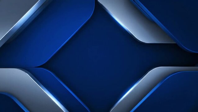Abstract background with overlapping blue and grey rounded geometric shapes.