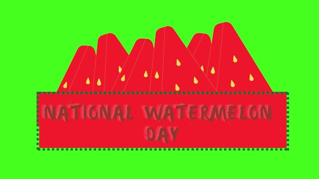 National Watermelon Day animation video on green screen
